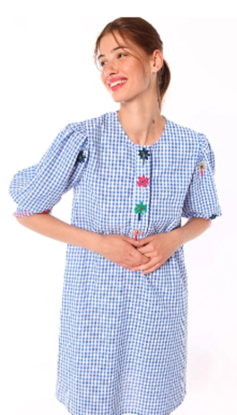 Amber White Blue Check Dress size 38 or US Small